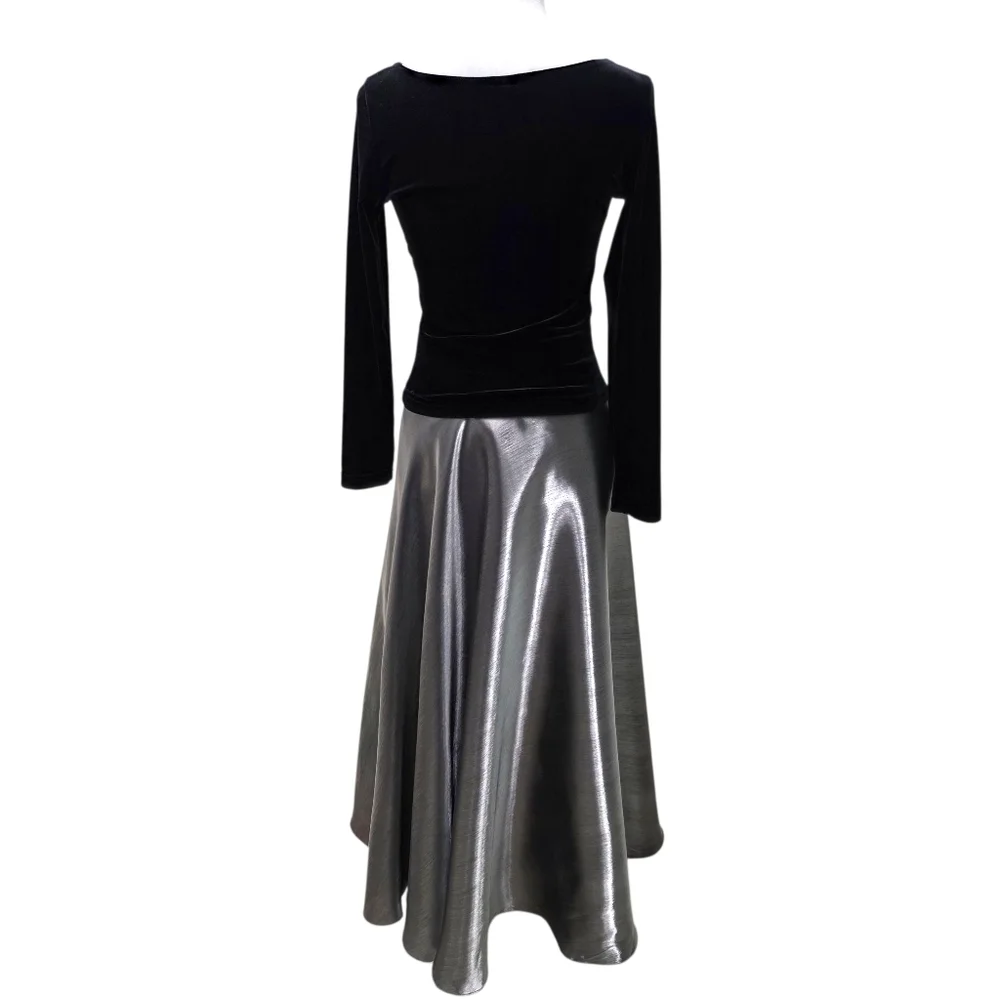 Elegant Black and Silver Dress with Scarf